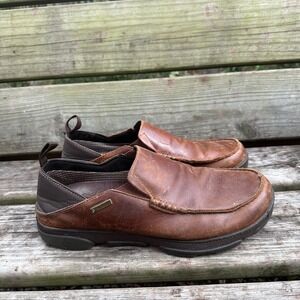 OluKai Na'i WP Waterproof Leather Slip On Loafers Brown Size US 10 EUR43
